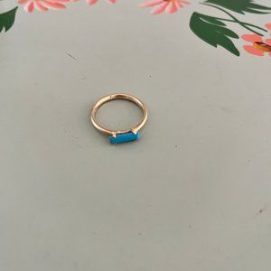 14K Turquoise Horizontal Bar Ring